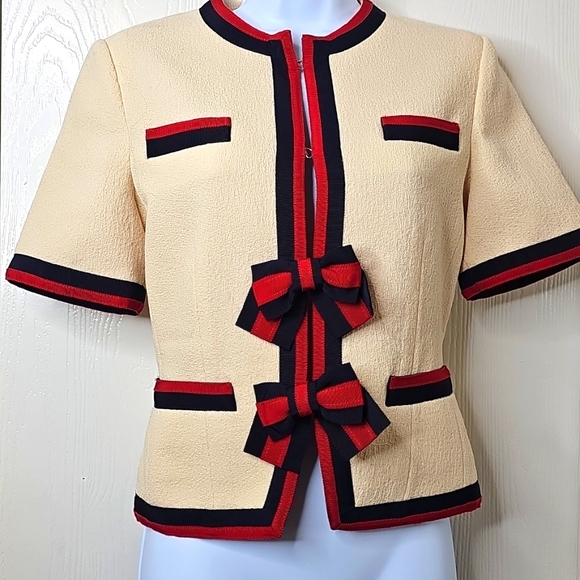 -Gucci classic women's bow tie short-sleeved suit jacket.